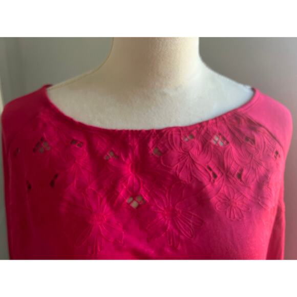 NWT TORRID Magenta Pink Off the Shoulder Floral Lace Neckline SweatshirtSize 2X - Picture 7 of 12